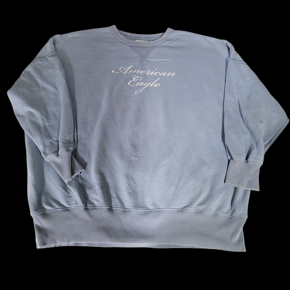 American Eagle Outfitters Men's Light Blue Crewneck Sweater